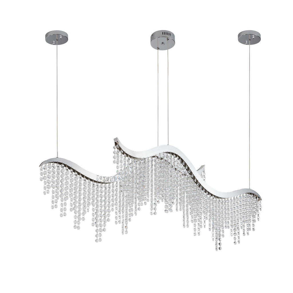Chandelier Wave LED Crystal 36 In Modern Adjustable Color Temperature