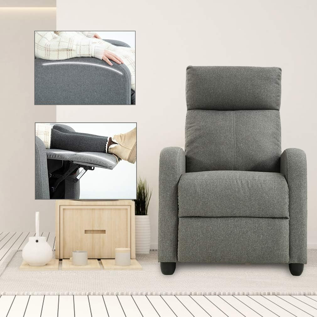 Grey Recliner Massage Chair With Lumbar Support Living Room