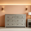 Six Drawer Dresser With Metal Handles Storage Unit
