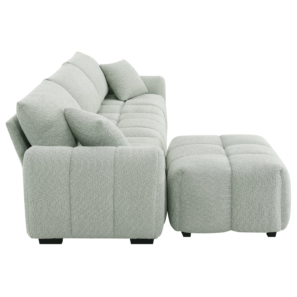 Sectional Sofa L-Shaped Boucle with Movable Ottoman Extra-Large Seat 3 Colors