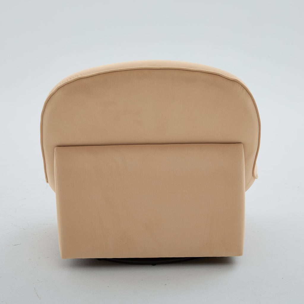 Swivel Accent Chair 360 Degree Khaki Pumpkin-Shape Foam Spring Metal Base