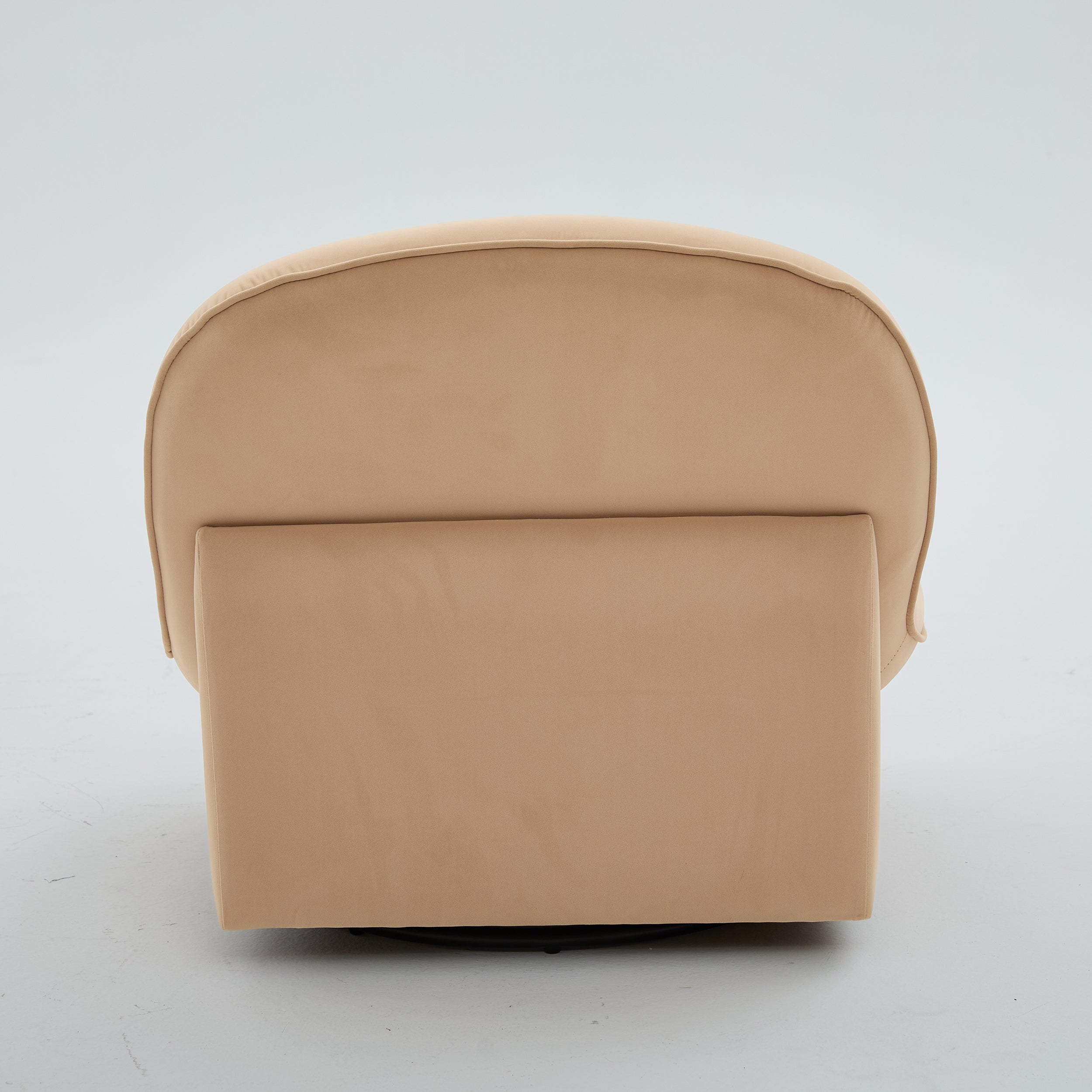 Swivel Accent Chair 360 Degree Khaki Pumpkin-Shape Foam Spring Metal Base