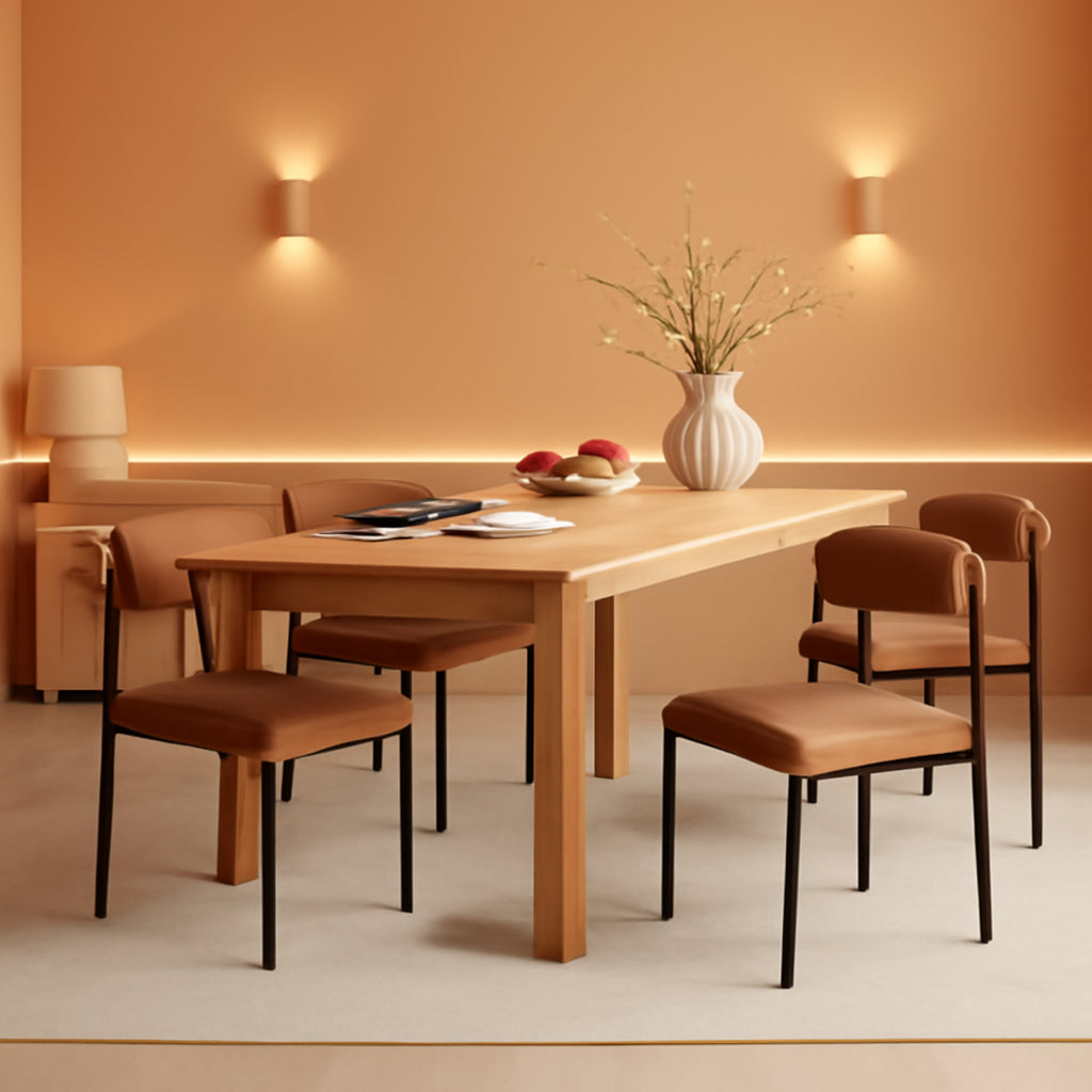 Brown Faux Leather Armless Upholstered Dining Chairs