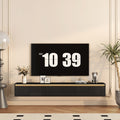 TV Stand Wall-Mounted Floating LED Black MDF 3 AC 2 USB Fits 65 In TV