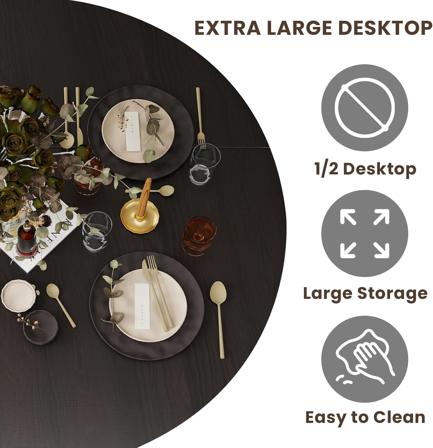 Round Dining Table Featuring Concealed Storage Black