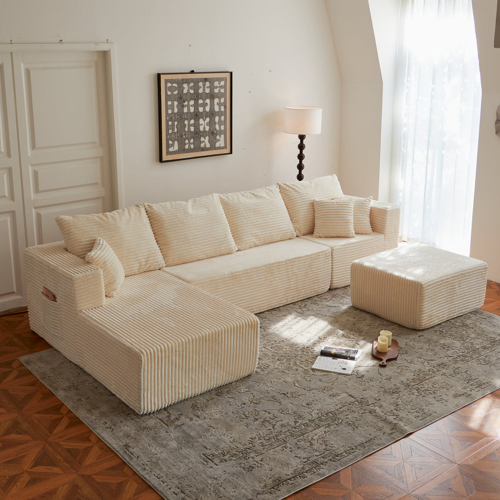 Sectional Sofa U Shape Cloud Modular Deep Seat Upholstered No Assembly