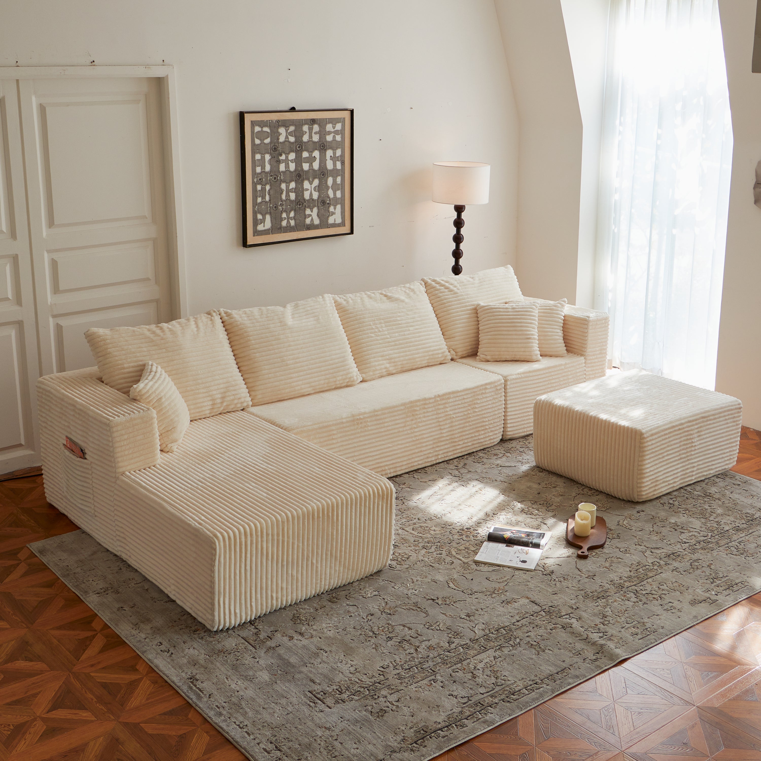 Sectional Sofa U Shape Cloud Modular Deep Seat Upholstered No Assembly