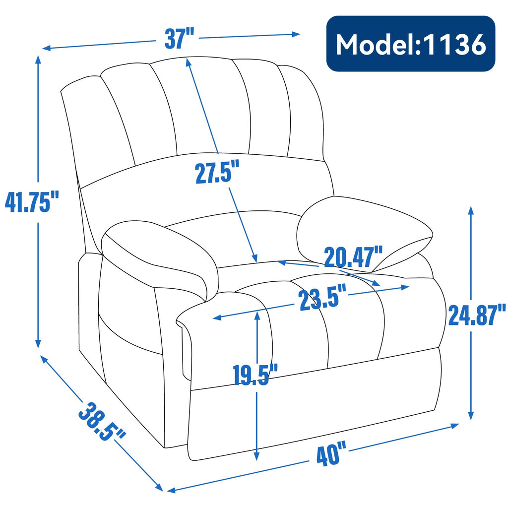 Lift Recliner Chair Power Oversized Chenille Beige 23 In Seat USB 350 LB