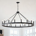 Chandelier Wagon Wheel Matte Black 18-Light 53.15 In E12