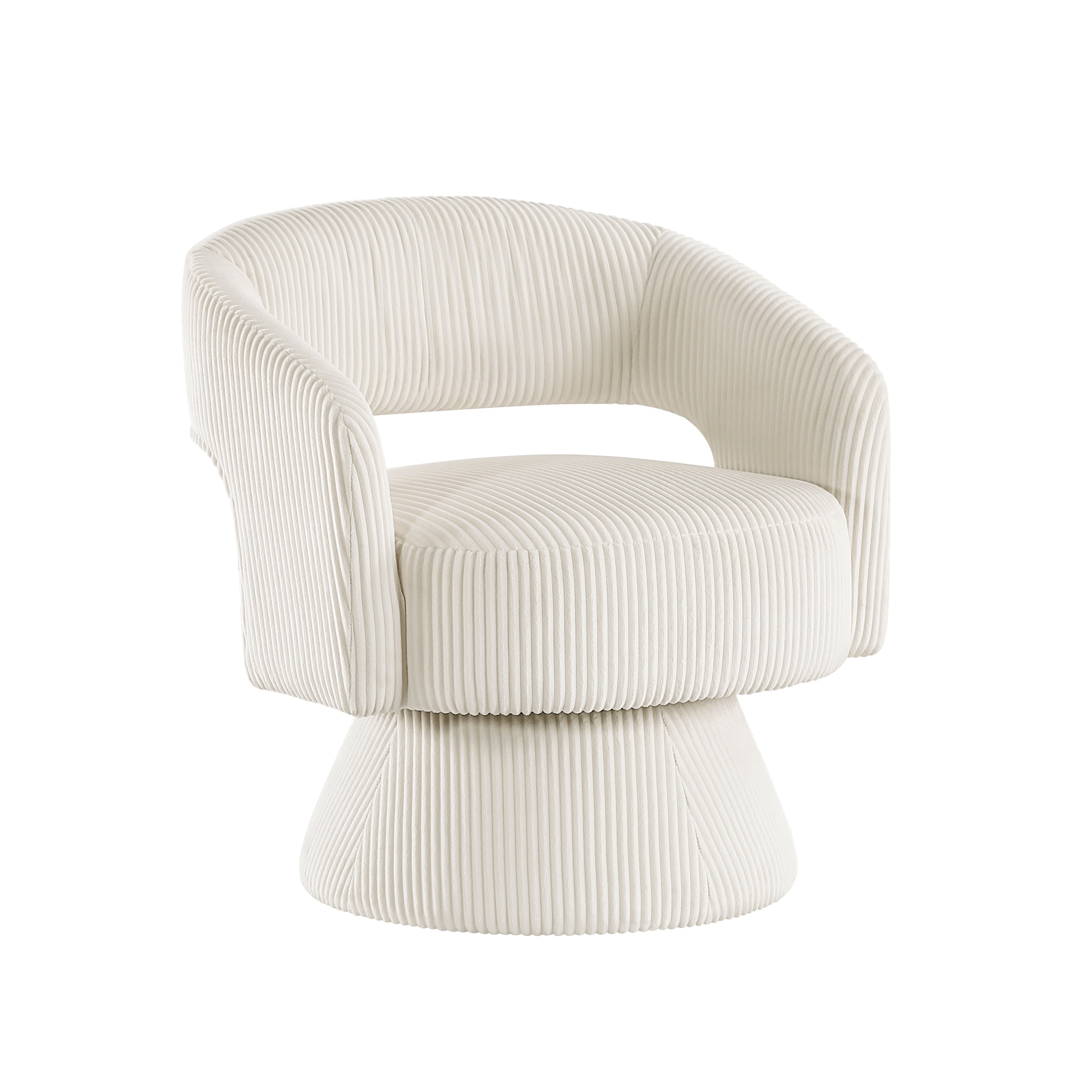 Modern Luxurious Swivel Accent Chair Beige Soft Corduroy Plush Seating Solid Wood Stylish Home Furniture 1pc