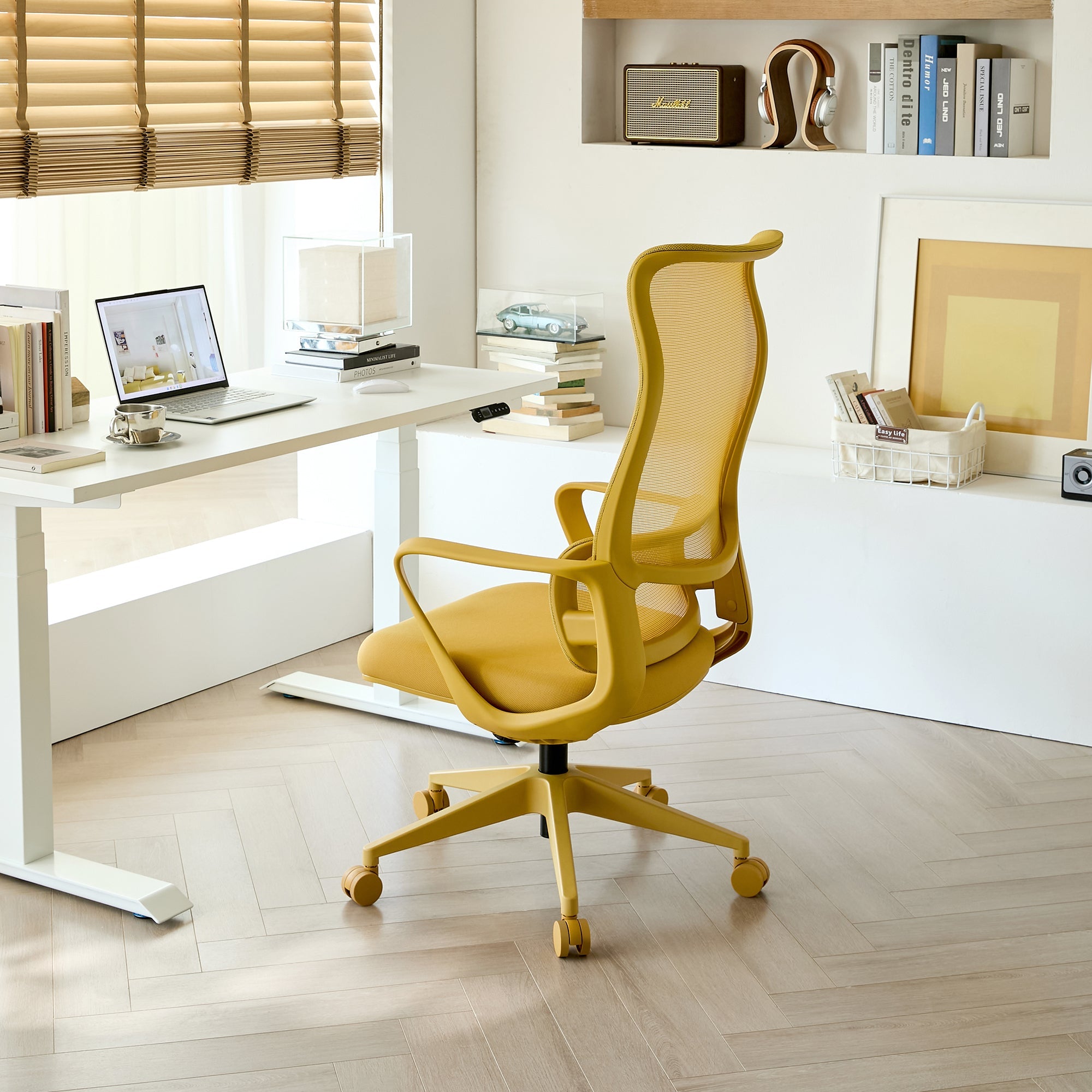 Ergonomic Office Chair Mesh High-Back Yellow 350 LB Lumbar Support Swivel