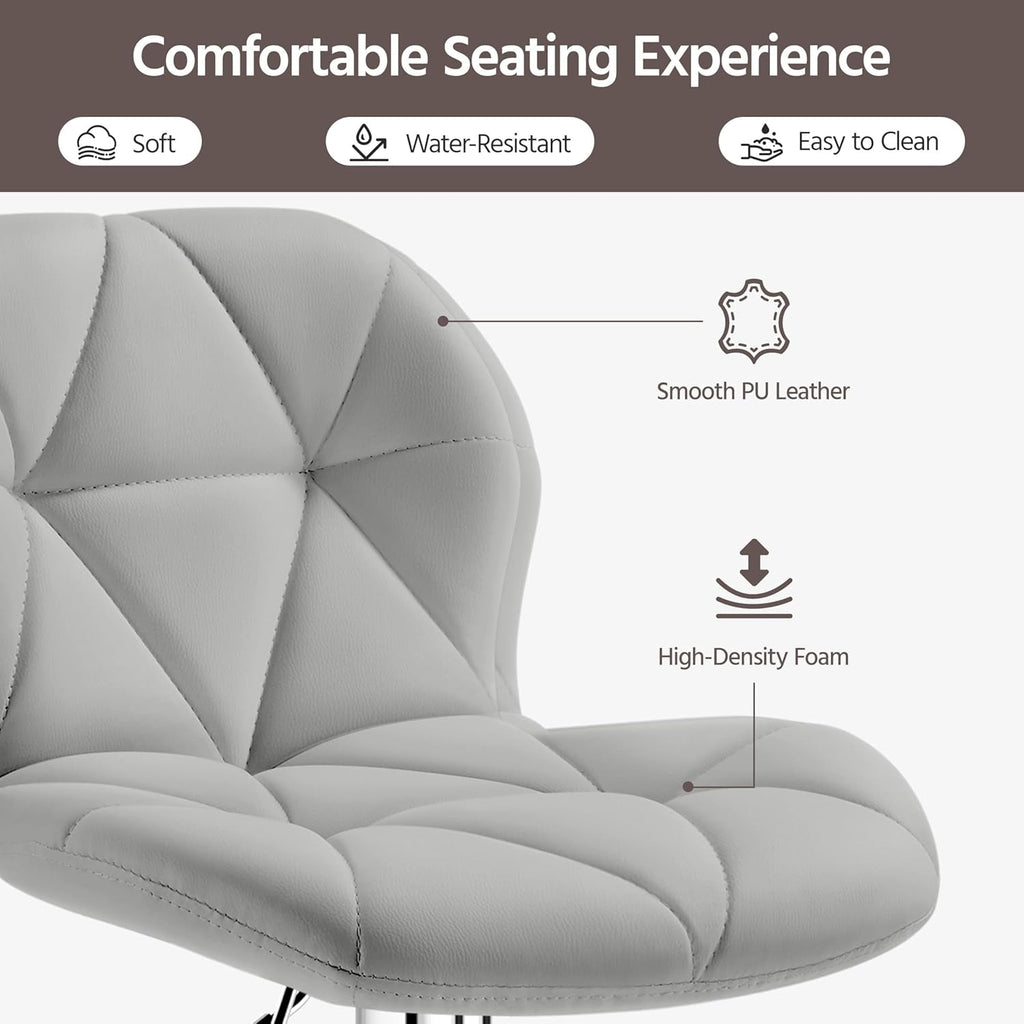 Elegant PU Leather Swivel Bar Stools Set of Four