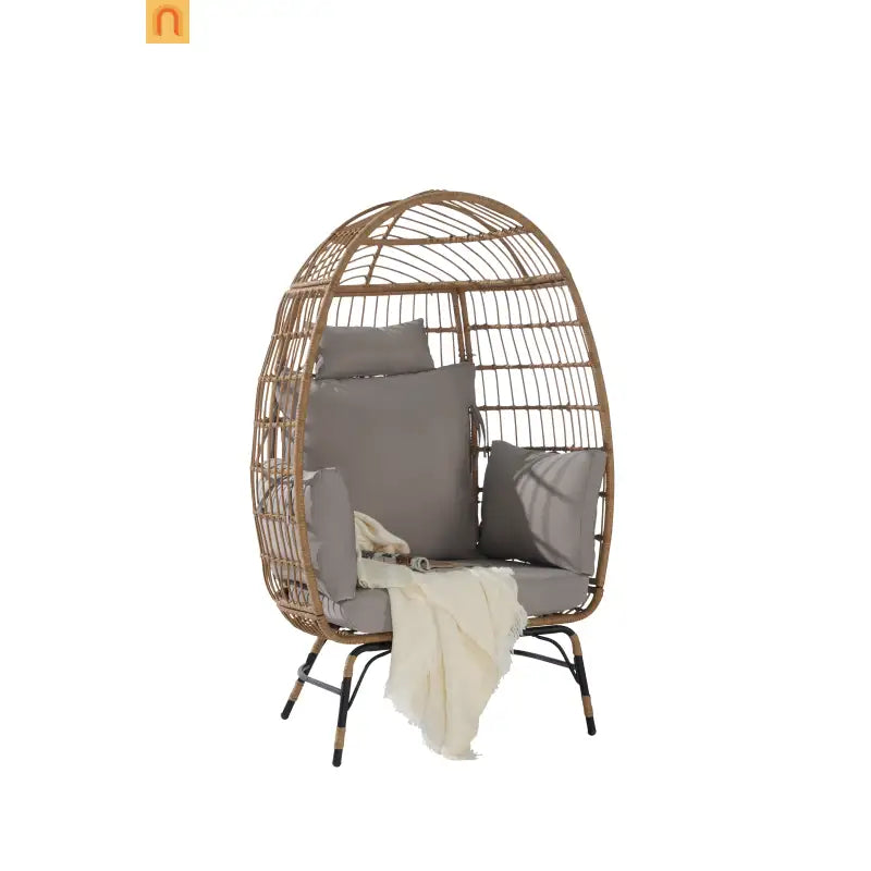 Egg Chair Wicker Outdoor Oversized 600lb Capacity with Cushions