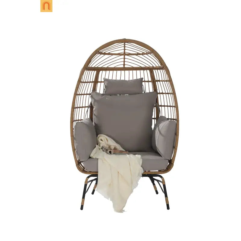 Egg Chair Wicker Outdoor Oversized 600lb Capacity with Cushions