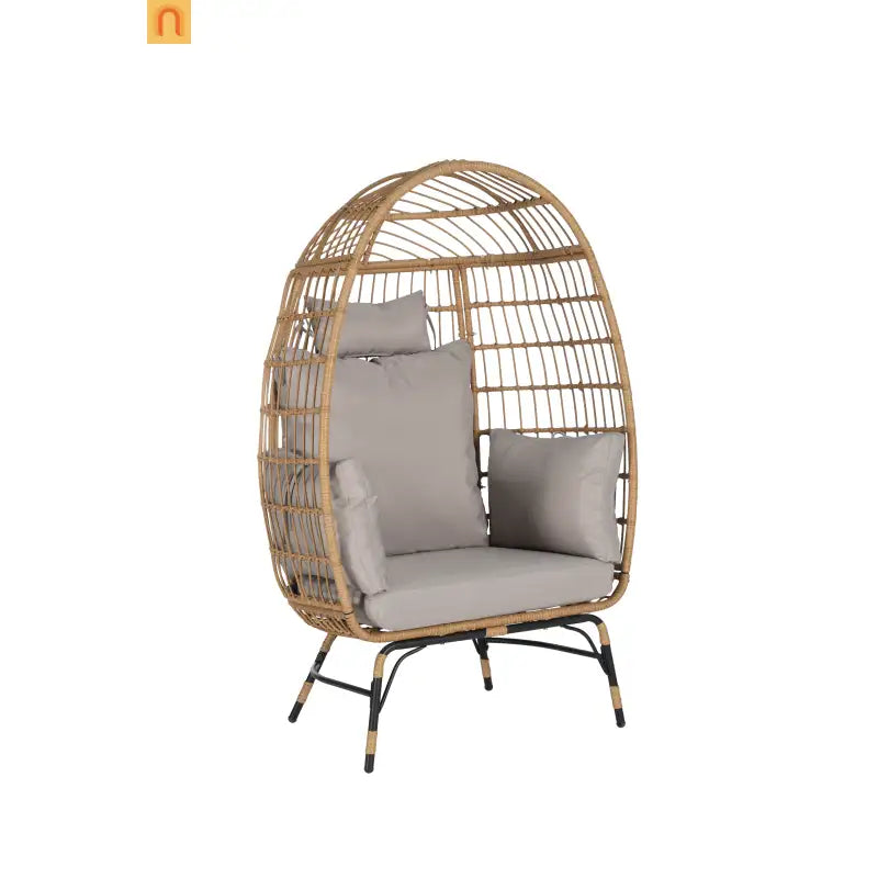 Egg Chair Wicker Outdoor Oversized 600lb Capacity with Cushions