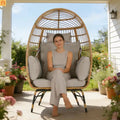 Egg Chair Wicker Outdoor Oversized 600lb Capacity with Cushions