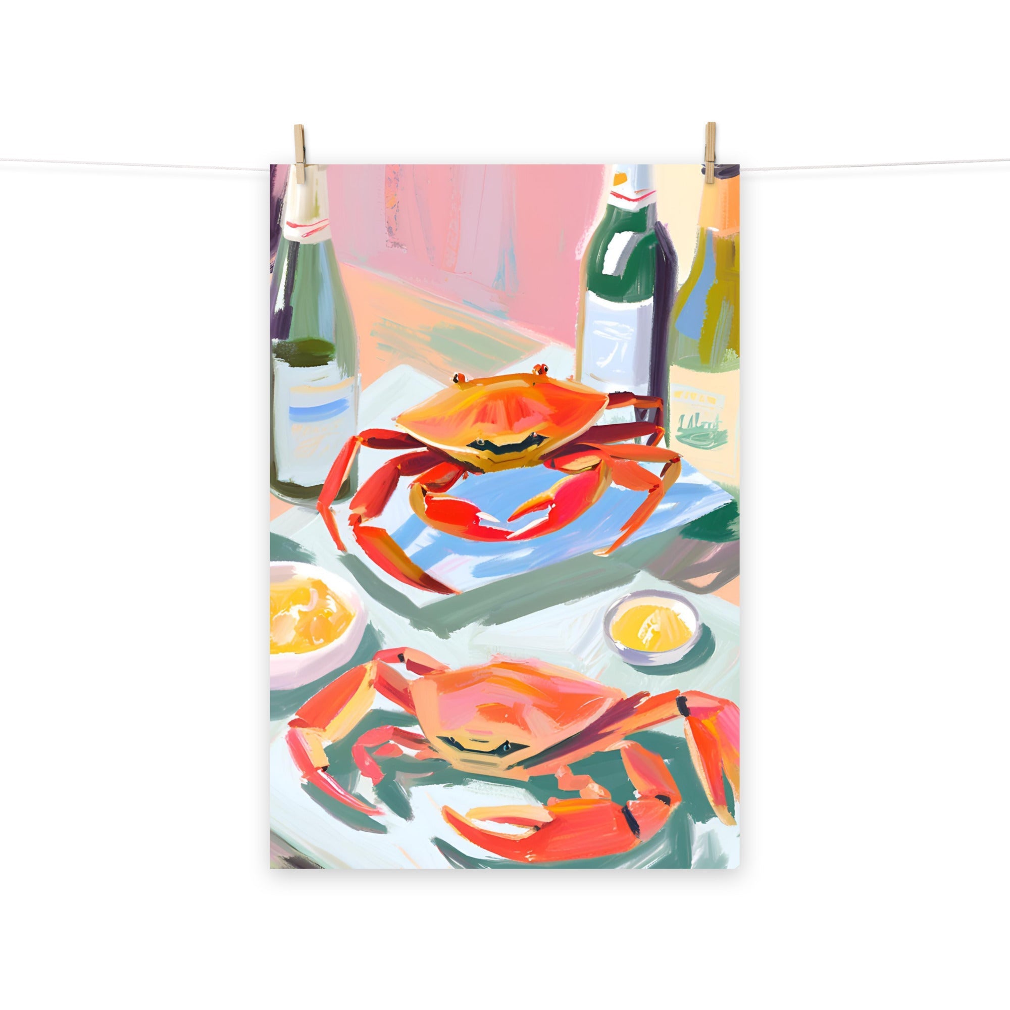 Coastal Wall Art : CRABS & BOTTLE PRINT , Coastal Kitchen , Coastal Decor