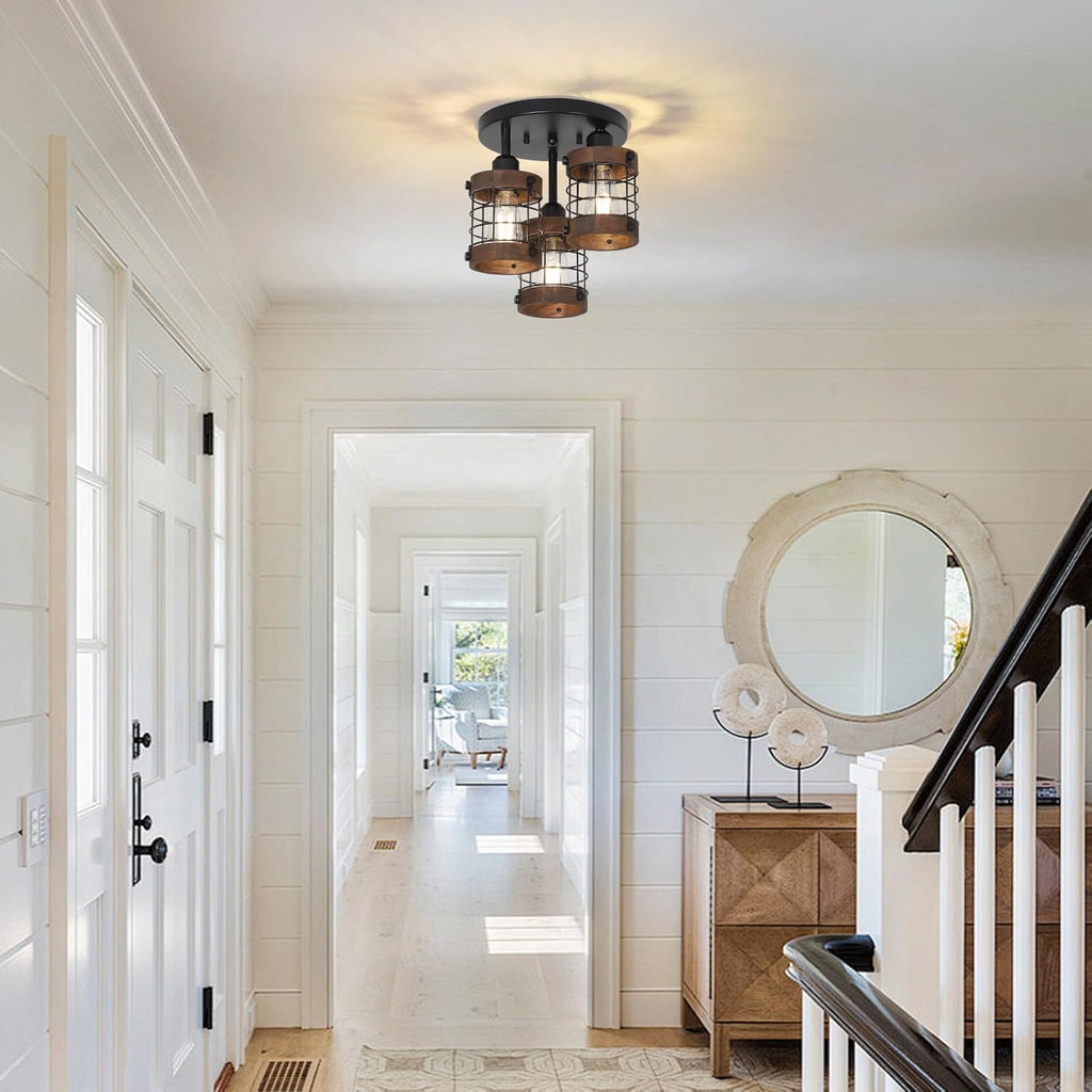 Semi Flush Mount Ceiling Light 3-Light Farmhouse Chandelier Fixtures
