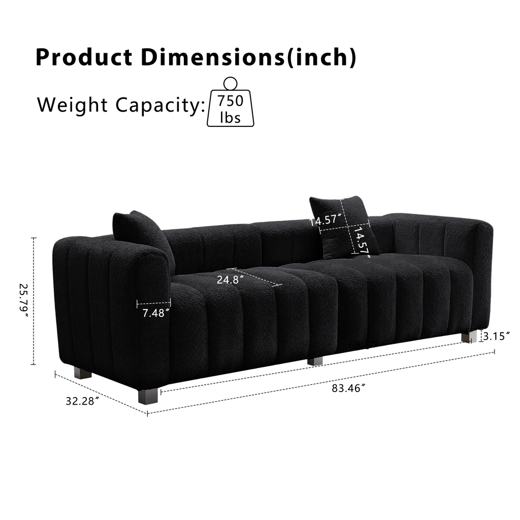 Sofa Bubble Velvet Modern 83 Inch with 2 Pillows