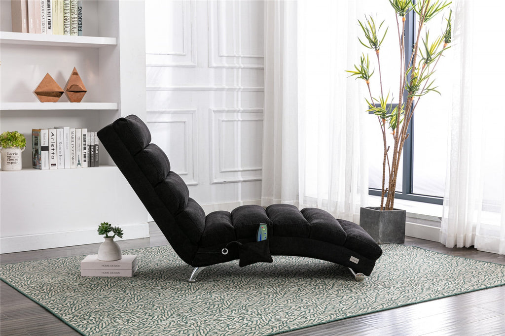 Luxury Upholstered Chaise Lounge, Vibration Relaxation, Fixed Back Recliner