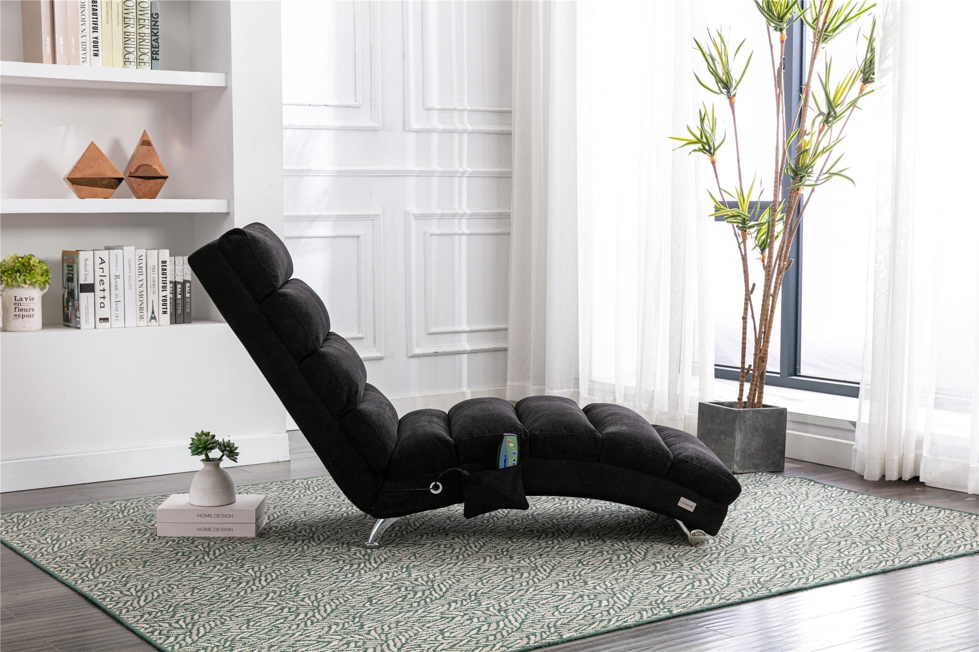Luxury Upholstered Chaise Lounge, Vibration Relaxation, Fixed Back Recliner