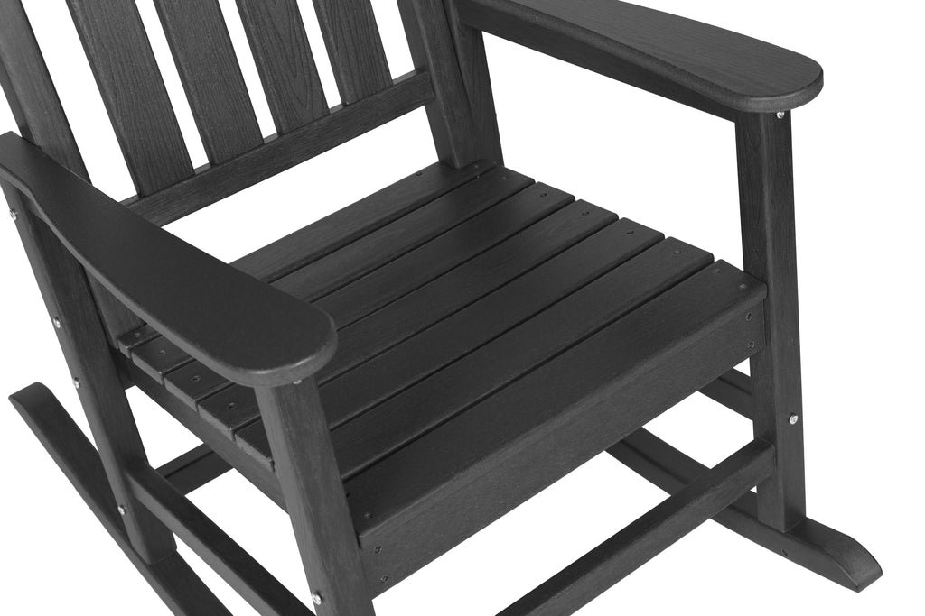 Outdoor Rocking Chair Set Plastic Gray 3 Piece with Side Table 380 LB