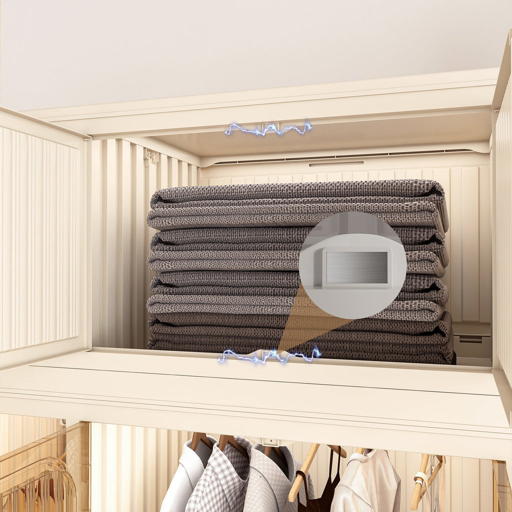 Wardrobe Closet Organizer PP Creamy White 12-Cube Hanging Rod 48x62.2 In