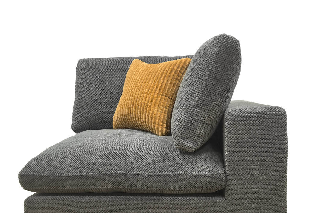 Sectional Sofa Modular Coffee Bean Upholstery with Toss Pillows