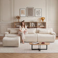 Sofa Curved White 3 Seater with Anti Slip No Assembly Chaise
