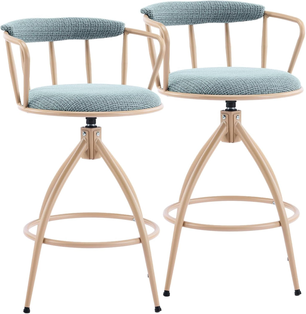 Stylish Chenille Swivel Bar Stools Set of Two