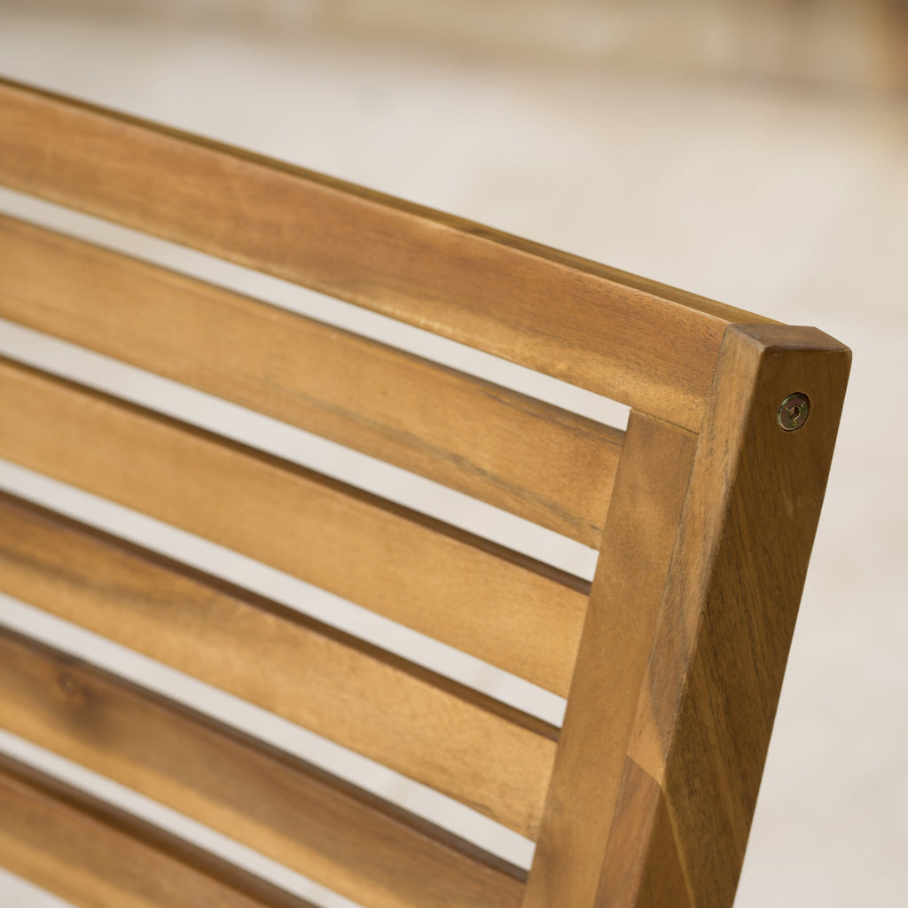 Outdoor Dining Chair Acacia Wood Teak Cream Cushion Set of 2 400 LB 27.5 In
