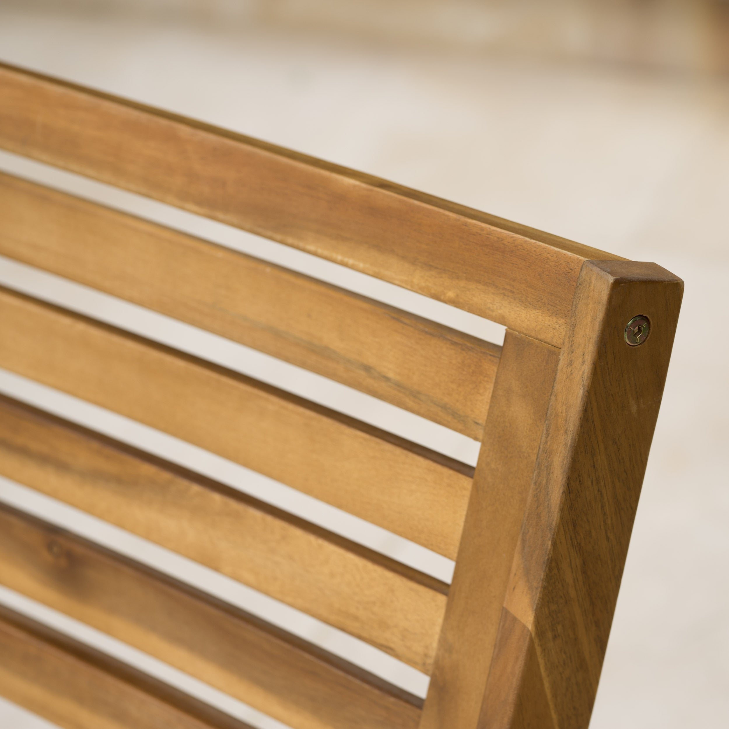 Outdoor Dining Chair Acacia Wood Teak Cream Cushion Set of 2 400 LB 27.5 In