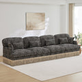 Sectional Sofa Modern Leopard Chenille Khaki Black 4-seater Deep Seat