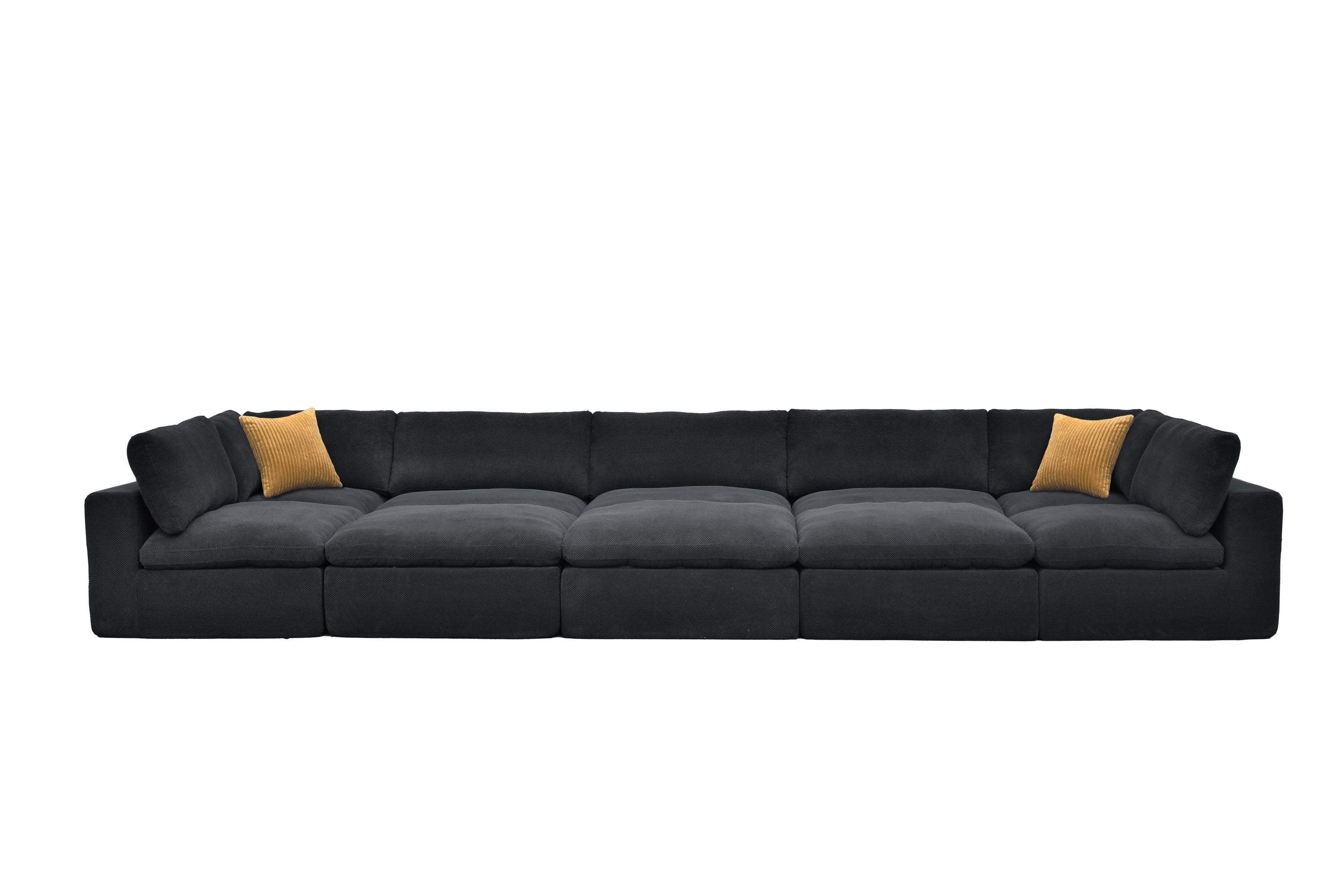 Sectional Sofa Modular Polyester Dark Gray 10 Seat 200 In