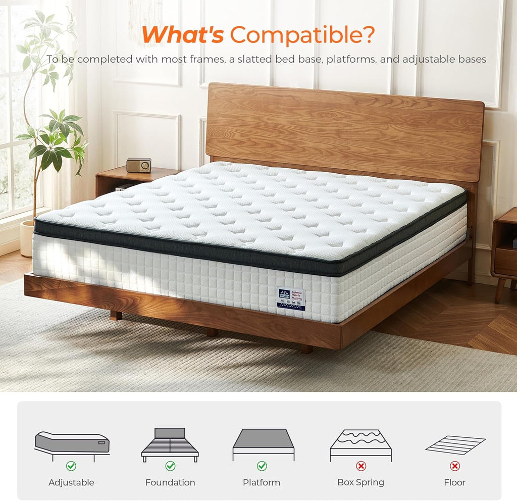 Queen Size Hybrid Mattress Gel Memory Foam Pro Edition