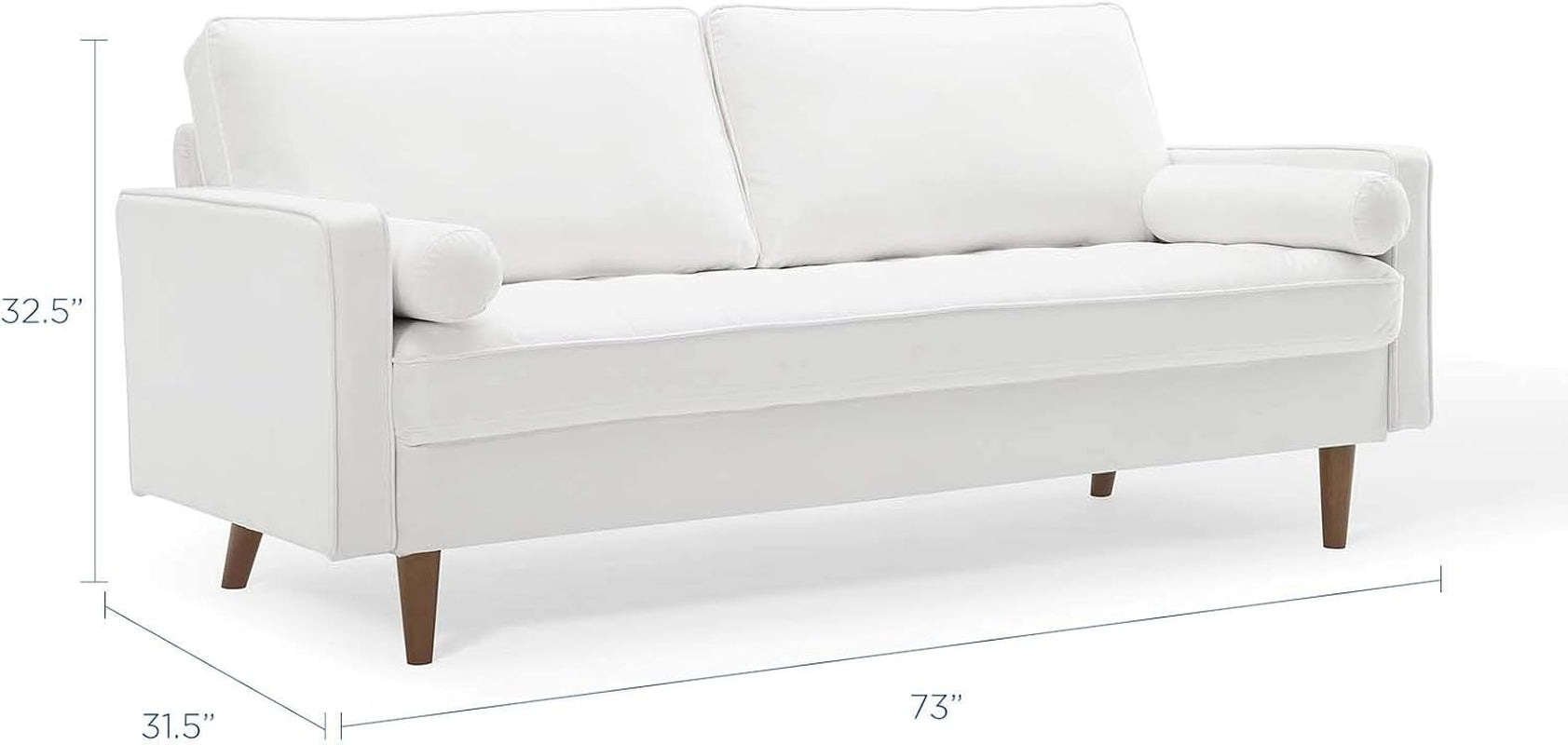 Valour Performance Velvet Sofa White Mid Century Modern