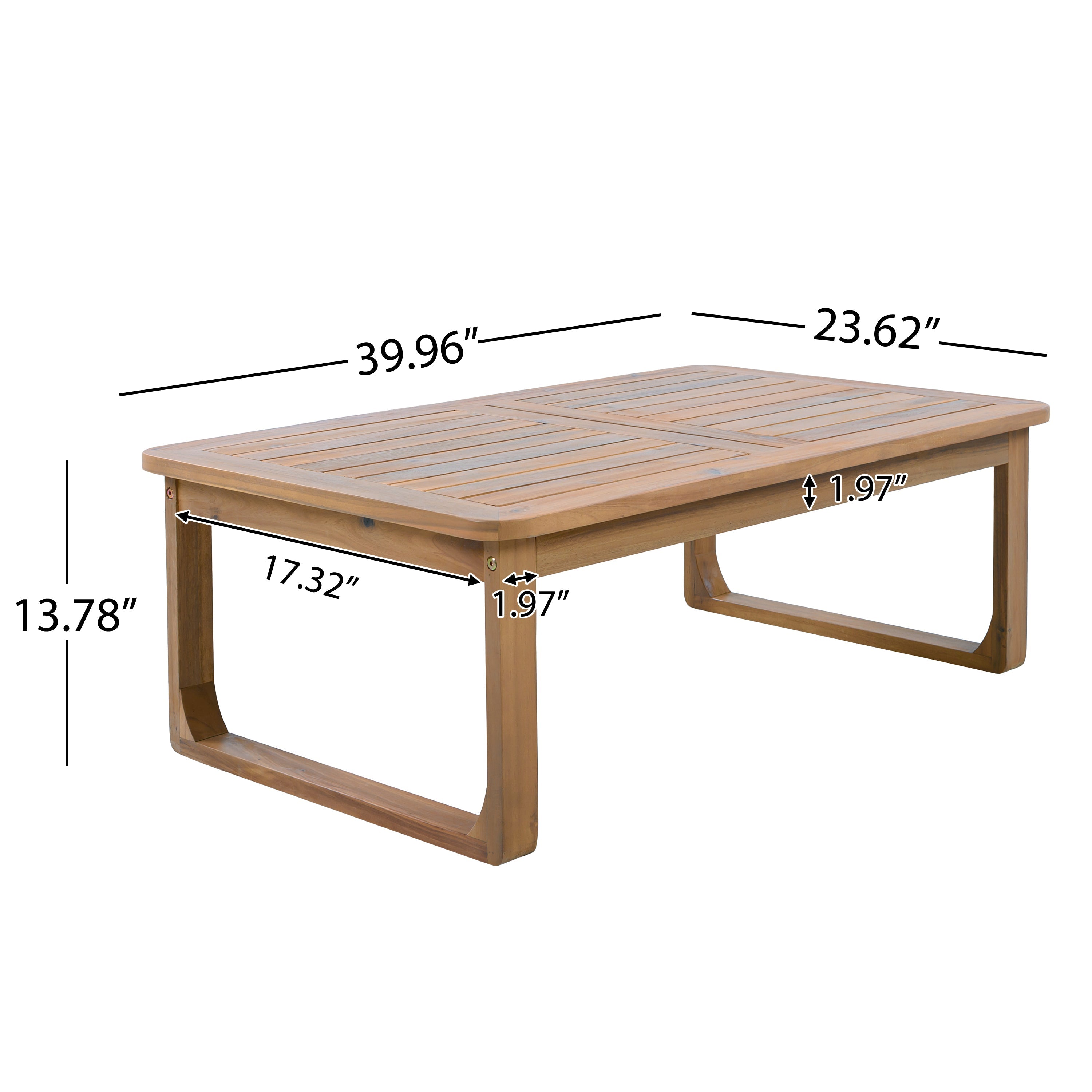 Outdoor Patio Set Modern Minimalist 3 Seater Daybed and Teak Finish Coffee Table