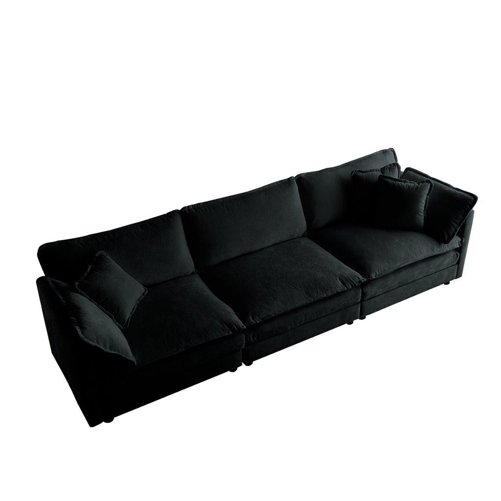 Mid-Century Modern Couch 3-Seater Sofa with Pillows