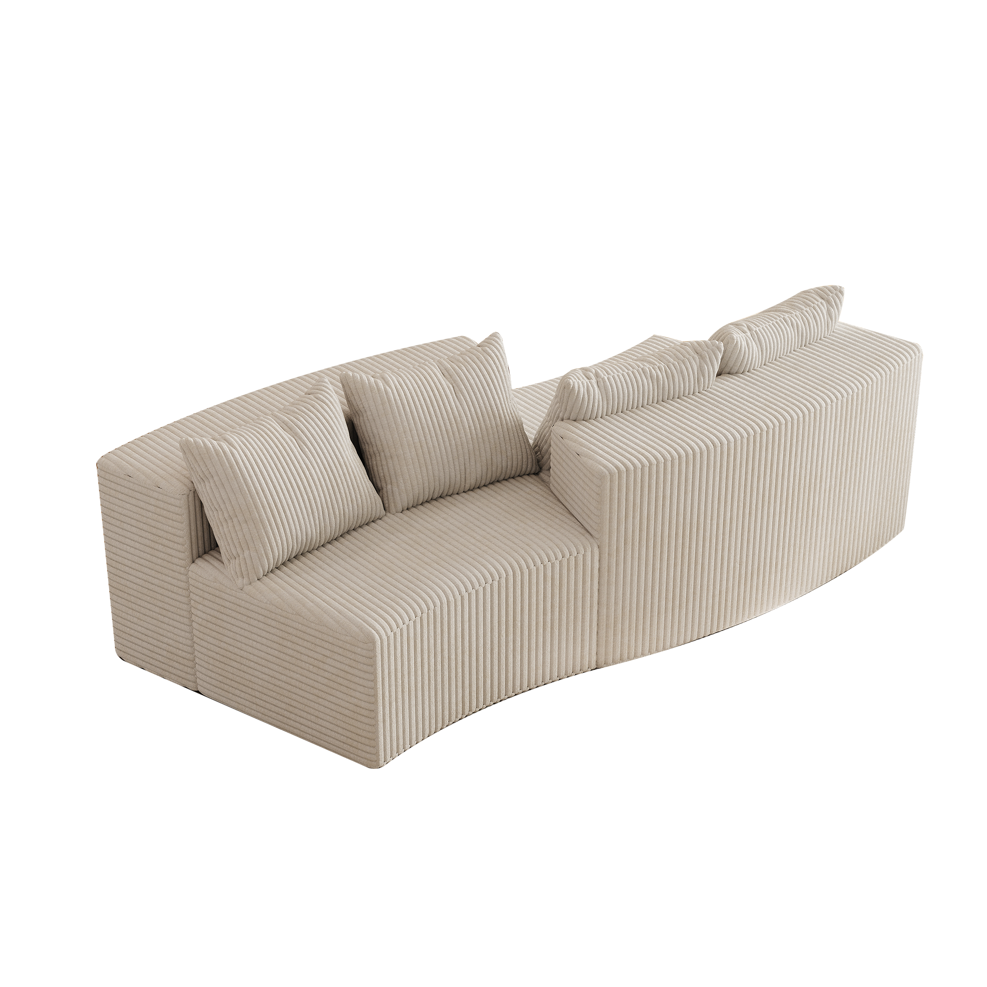 Sectional Sofa Curved Corduroy Modular with Four Pillows