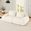 Sectional Sofa Modern Modular Cream Flannelette Deep Seat 82 Inch
