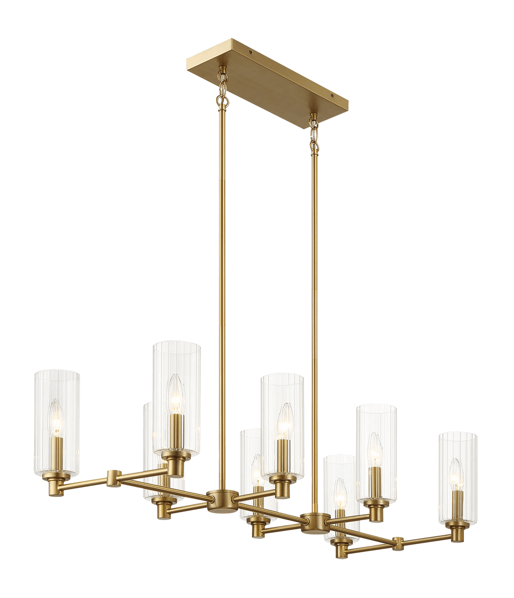 Willow Eight Lights Island Pendant Lamp - Satin Brass