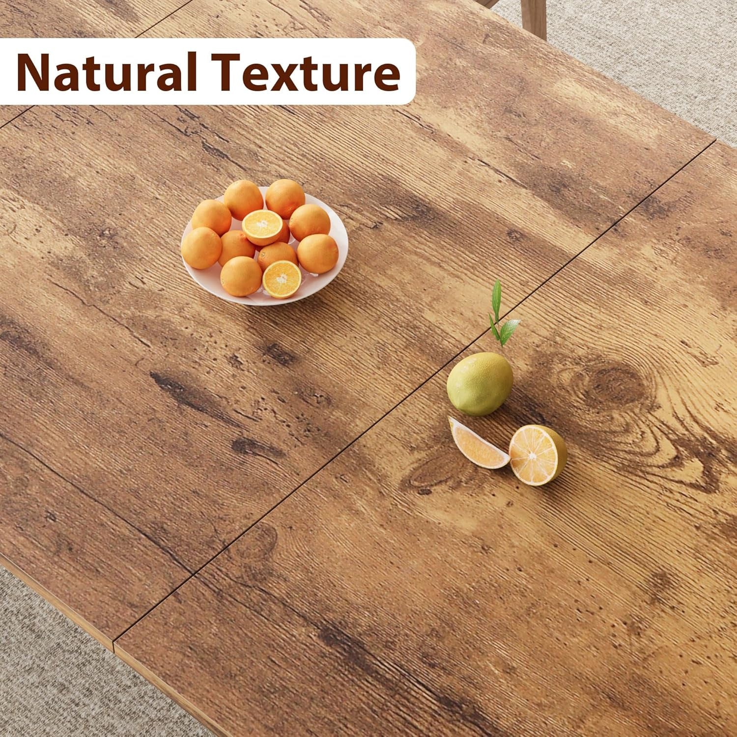 Industrial Dining Table 78.7 Inch Metal Frame Rustic Finish