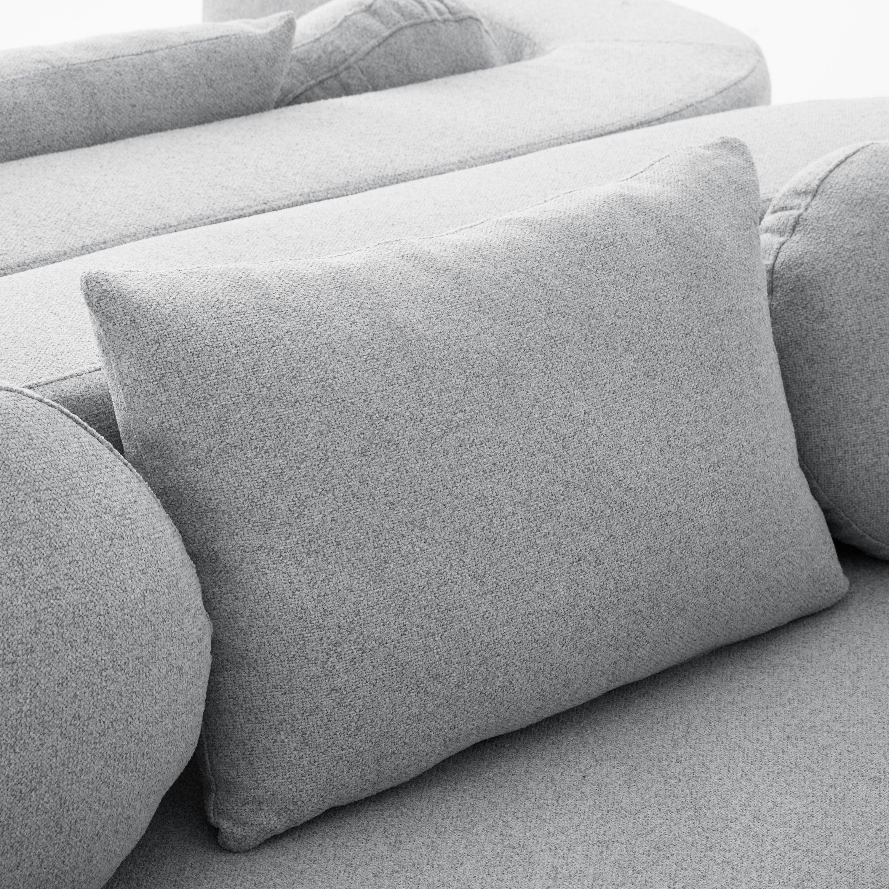 Sectional Sofa U-Shape Modular Boucle Gray 6-Seat Deep Seating 114.9x64.5 In
