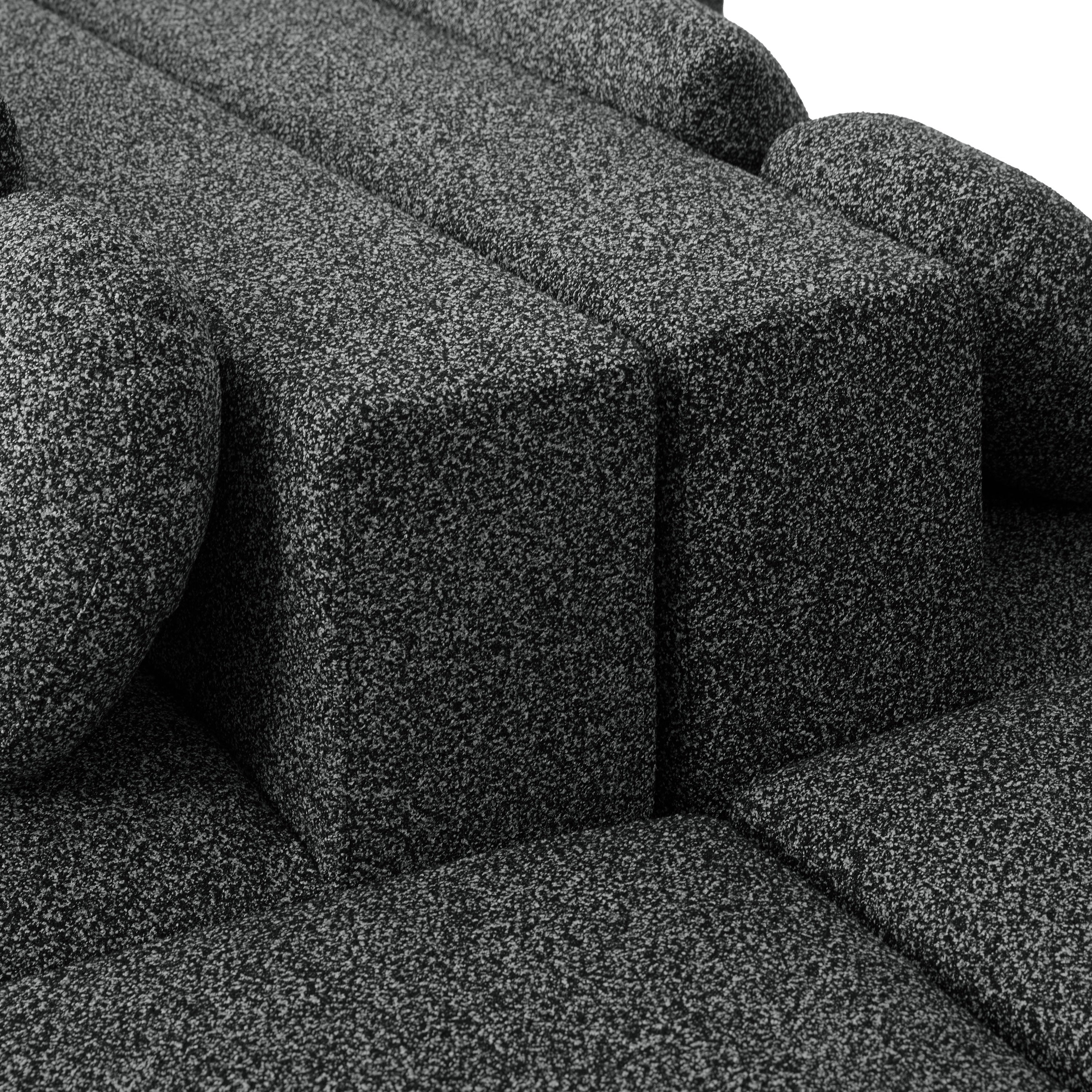 Sectional Sofa U-Shape Modular Boucle Black 6-Seat Deep Seating 114.9x64.5 In