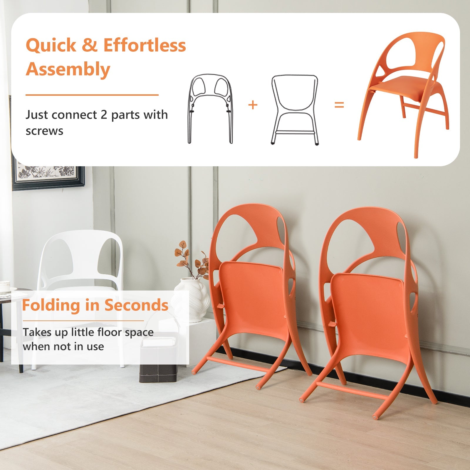 Folding Dining Chairs Set of 2 with Armrest and High Backrest