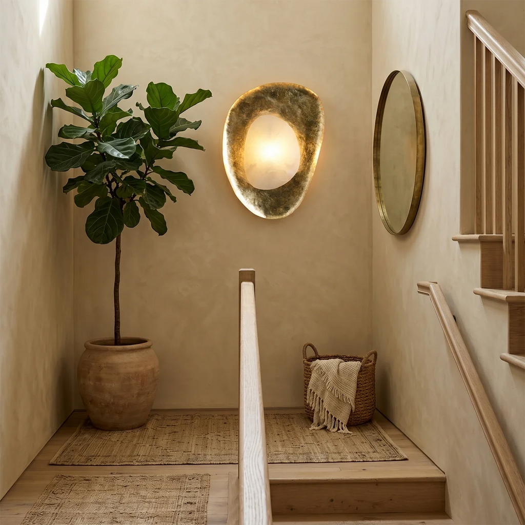 Hand-Crafted Hammered Metal Lotus Leaf Wall Sconce