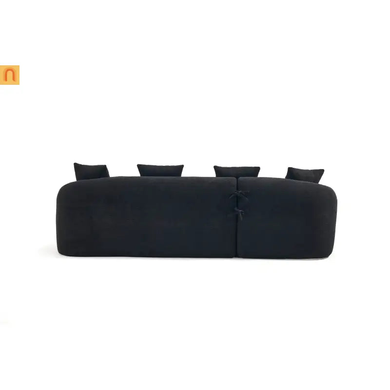 L-Shape Modular Sectional Sofa with Curved Chaise, Black Chenille Sleeper