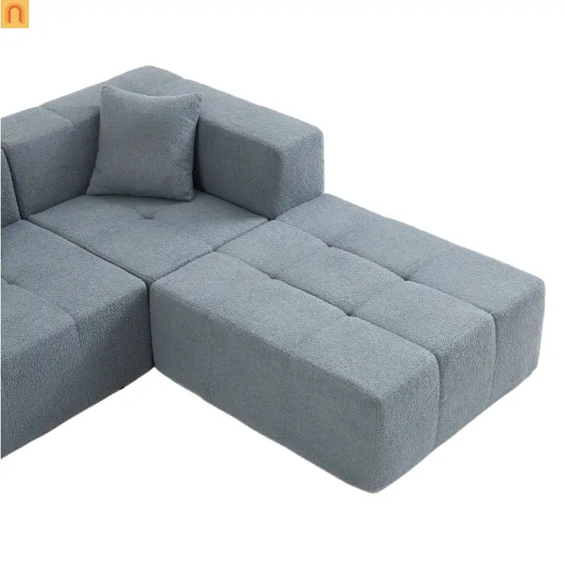 Sectional Sofa Modular Flannelette Gray 6 Seat Convertible 145 In