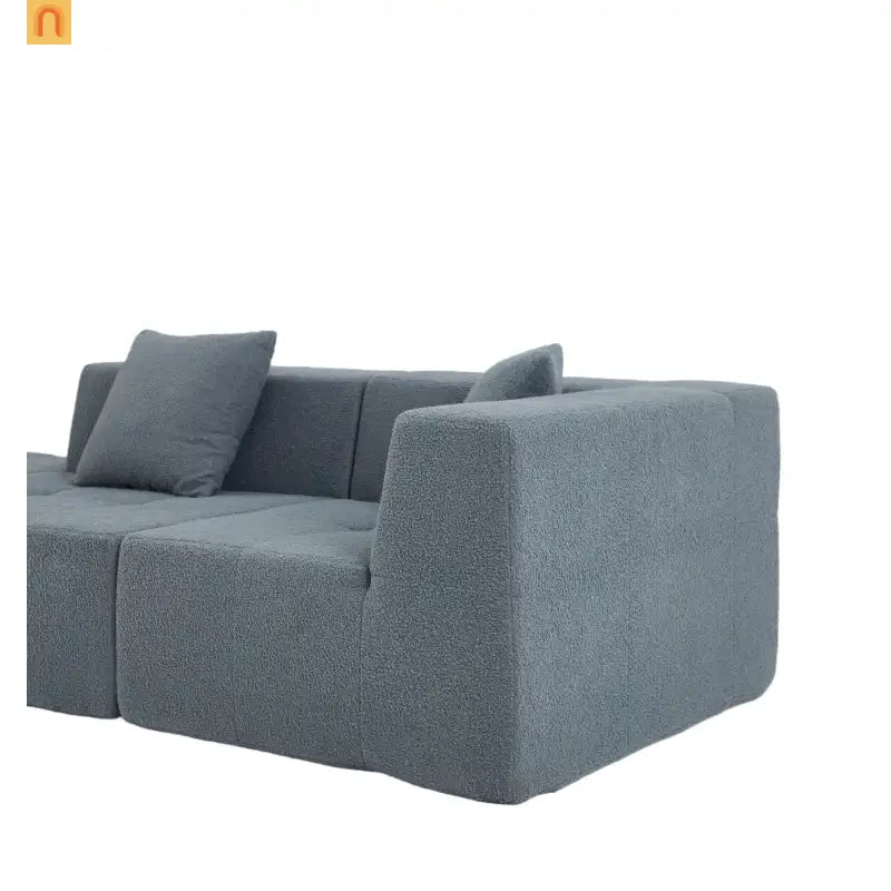 Sectional Sofa Modular Flannelette Gray 6 Seat Convertible 145 In