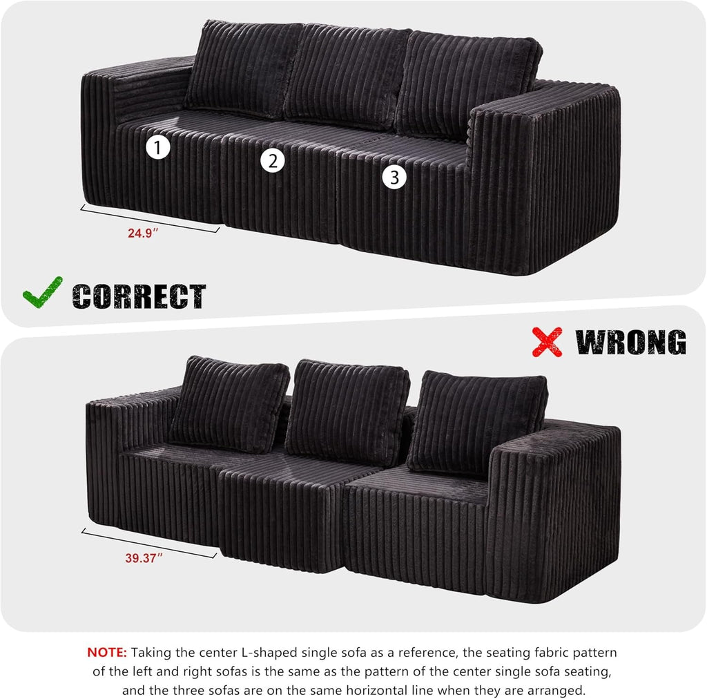Modular Sectional Sofa With Deep Memory Foam Comfort